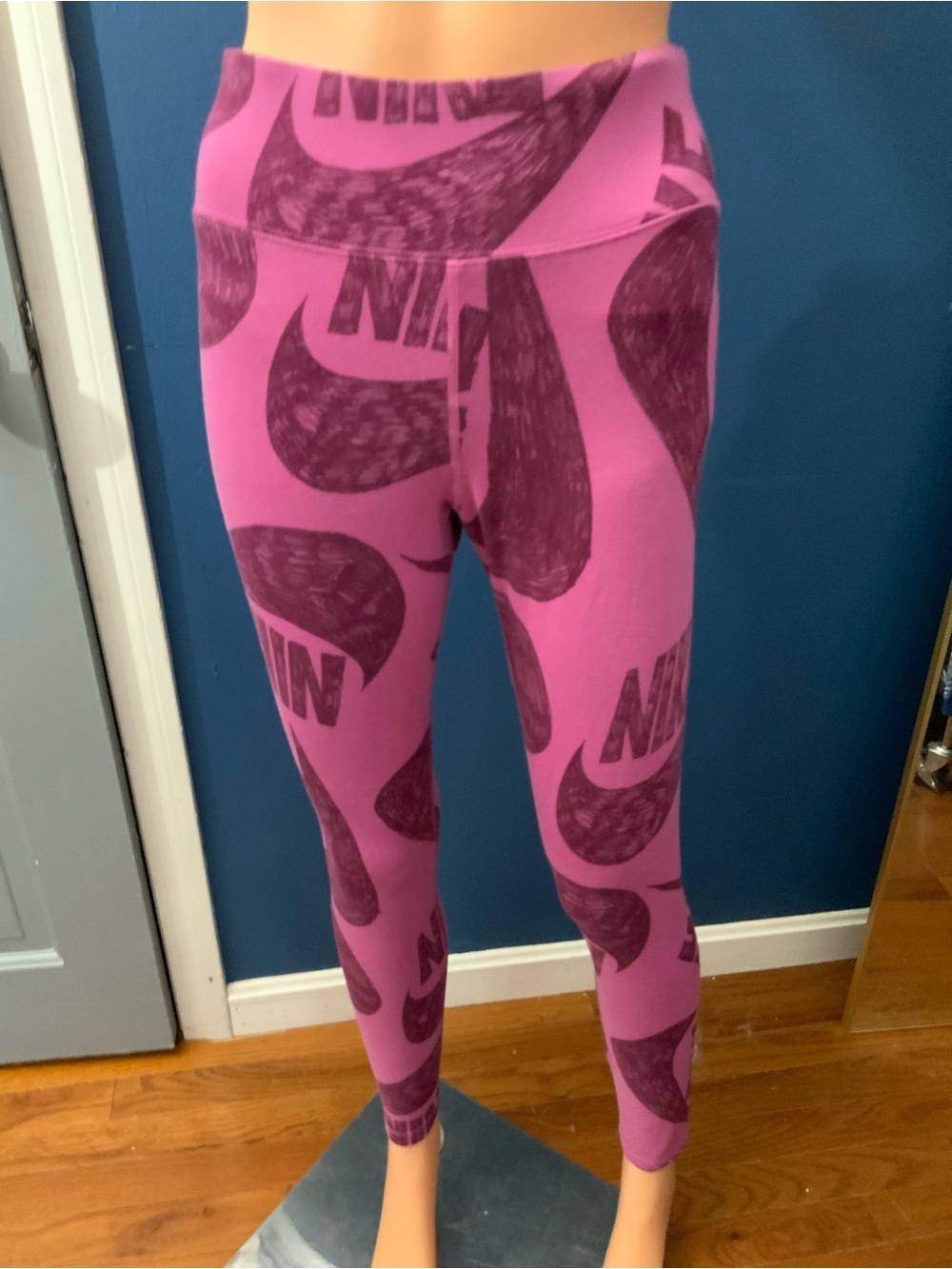 Nike Pink & Dark Magenta All-Over Logo Leggings